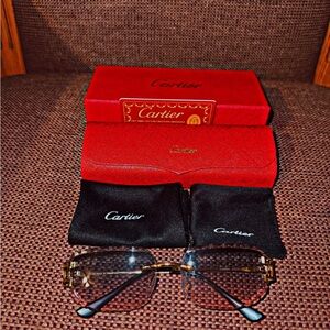 Cartier Red and Black Sunglasses with Gold Accents